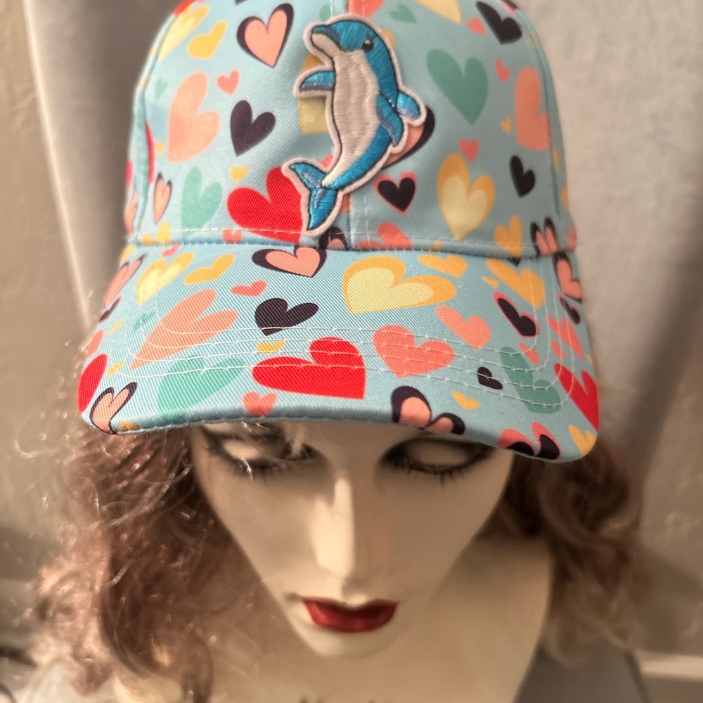 Dolphin Heart Print Baseball Cap - Light Blue